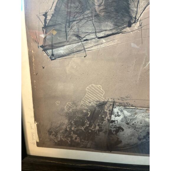 Vintage Dark Abstract Figurative Mixed Media Print Signed & Numbered Framed Art - Picture 5 of 11